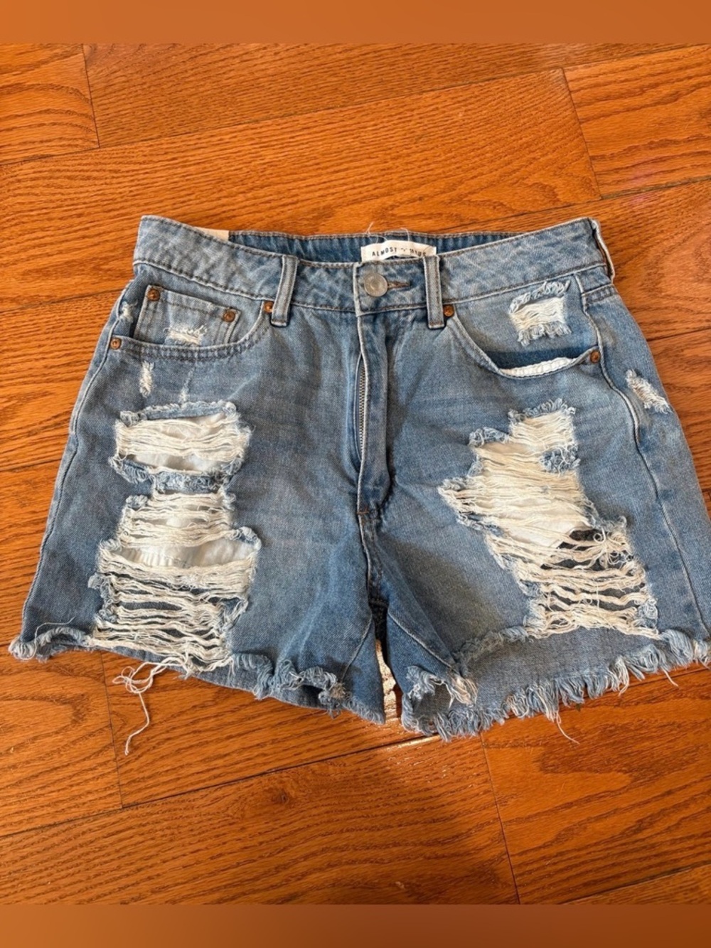 Almost Famous Distressed Denim Shorts Jorts Size 7 Festival Grunge Streetwear